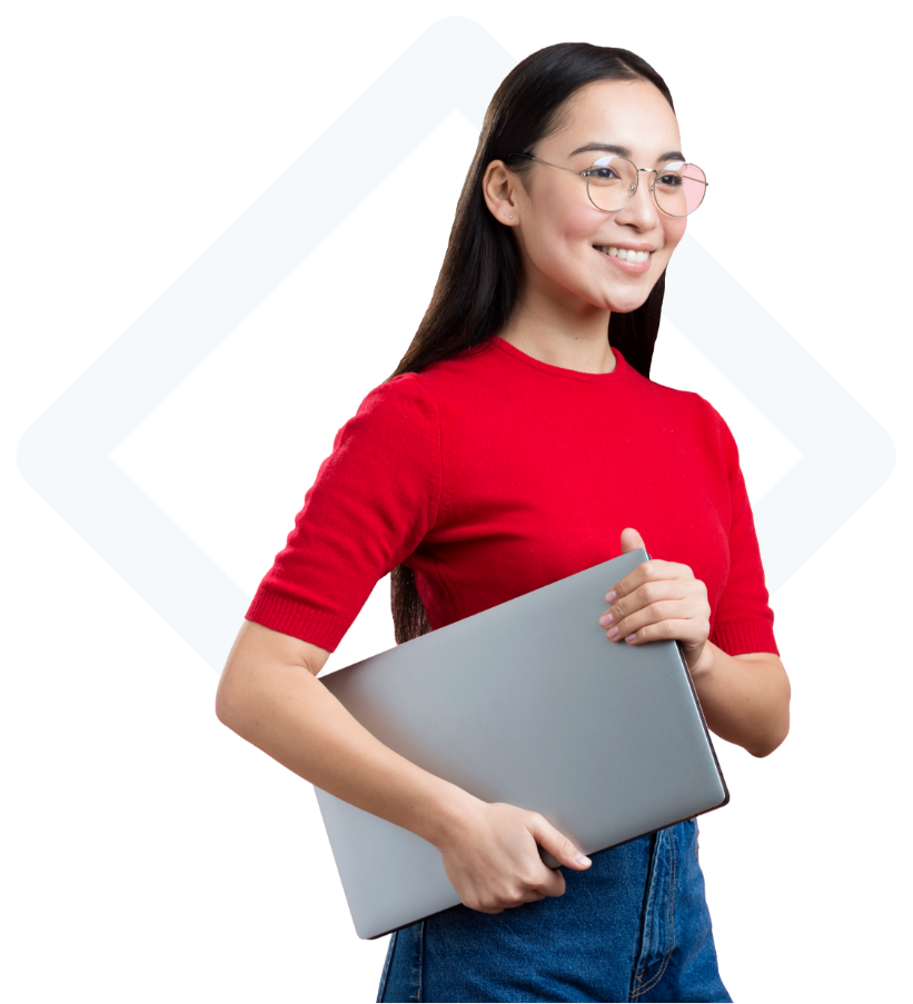 A woman carrying a laptop