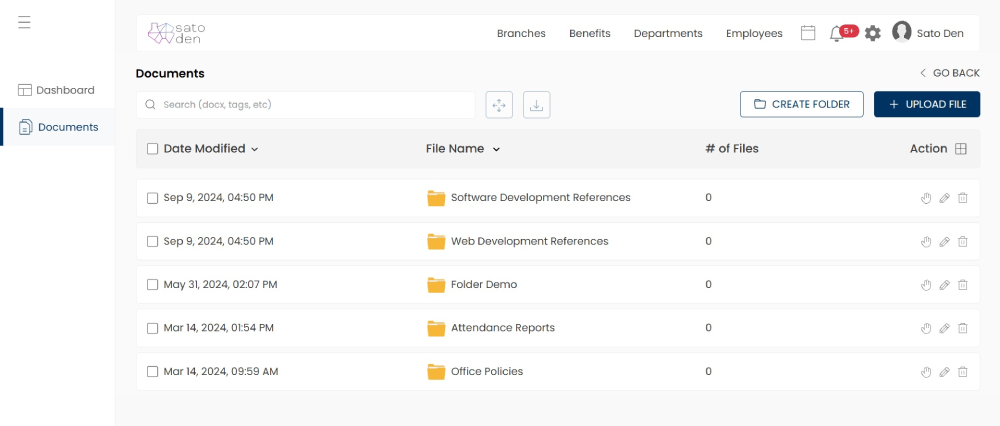 Screenshot of Document Management System