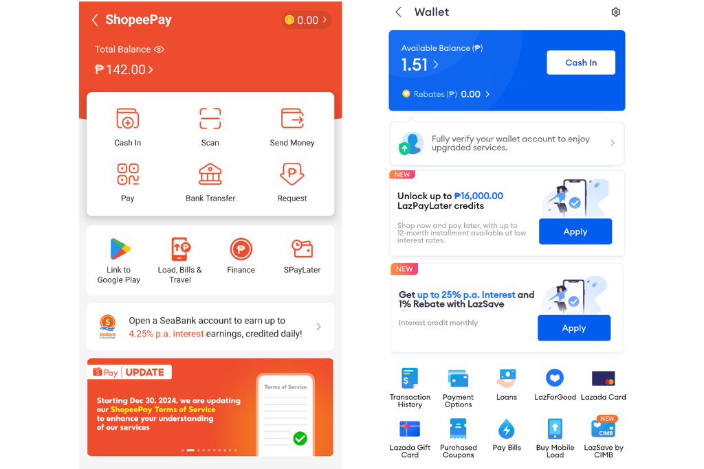 shopee and lazada wallet